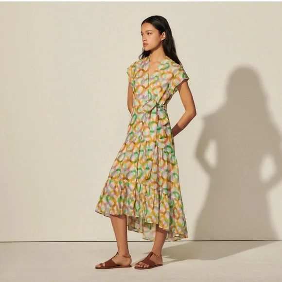 Sandro | Dresses | Sandro Green Athena Circle Print Linen Silk Shirtdress  Size 36 | Poshmark